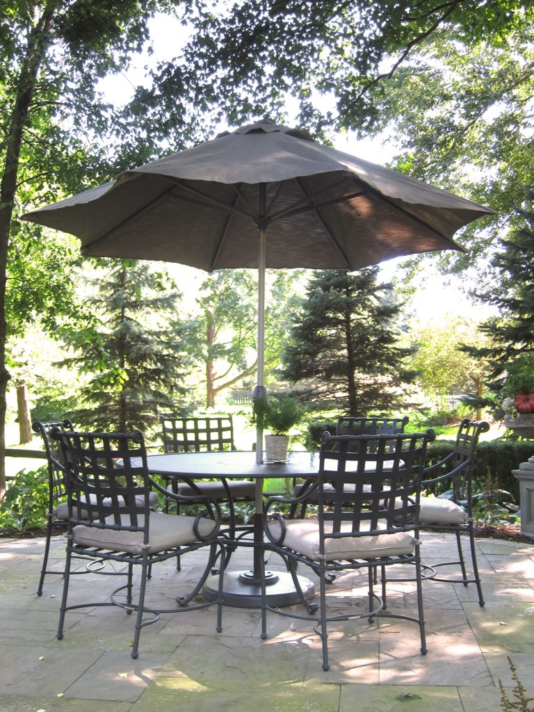 Dining Table, chairs and umbrella from Brown Jordan