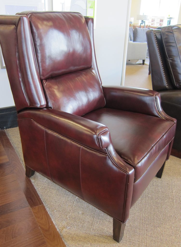 Give Dad a sleek modern recliner in burgundy leather