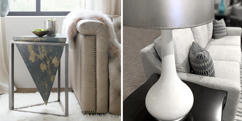 Princess Cut End Table by Hooker Furniture and Winter Wish Lamp